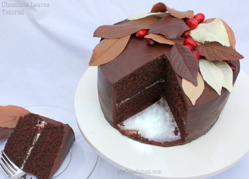 Украшение торта шоколадными листьями (43 фото)