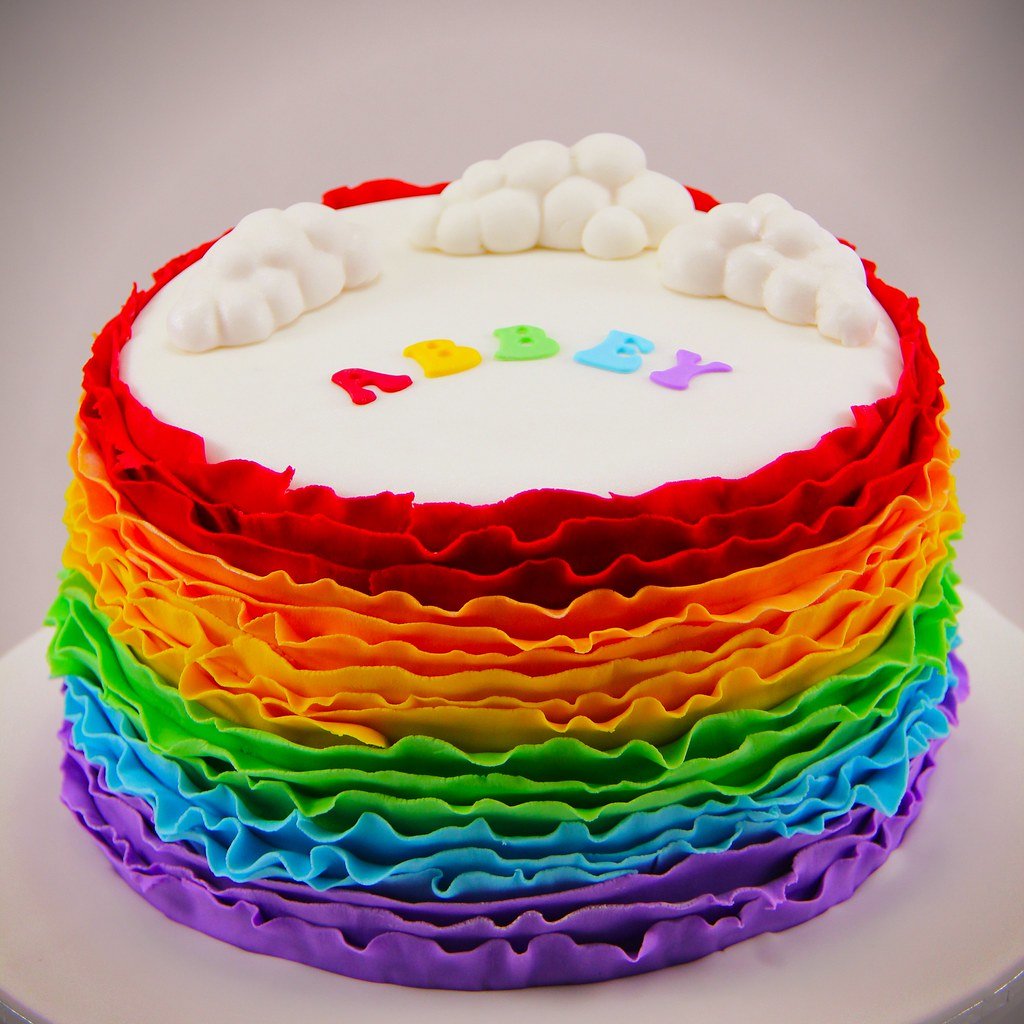 Оформление торта с радугой радуга