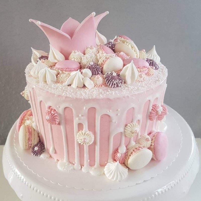 Розовый торт для девочки (78 фото)