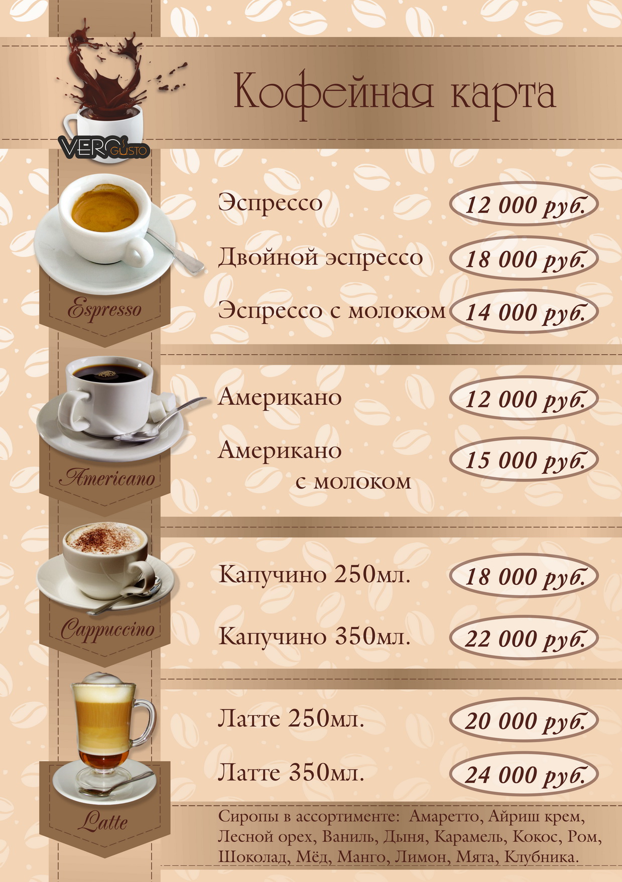 кофейная гамма названия кофейных