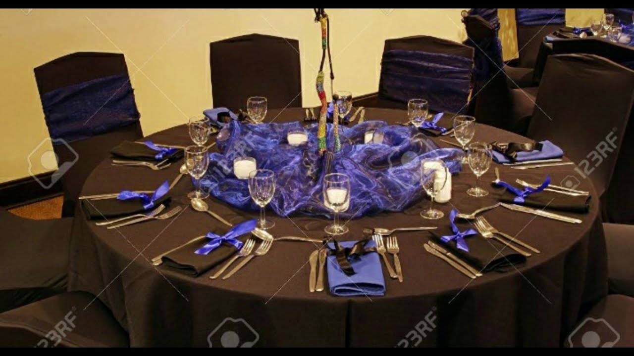 Сервировка стола на юбилей мужчине в синих