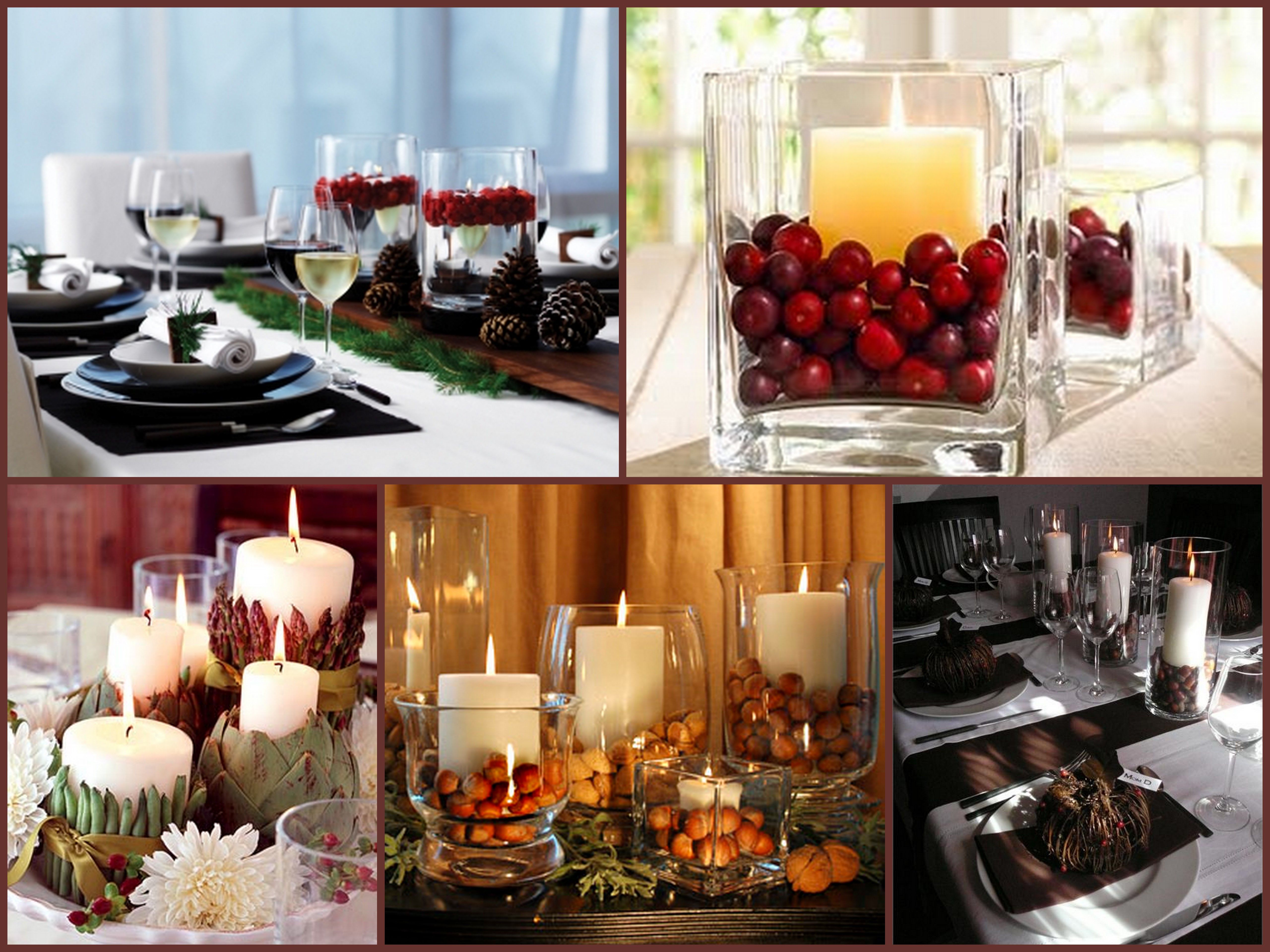 Новогодние украшения на стол со свечами