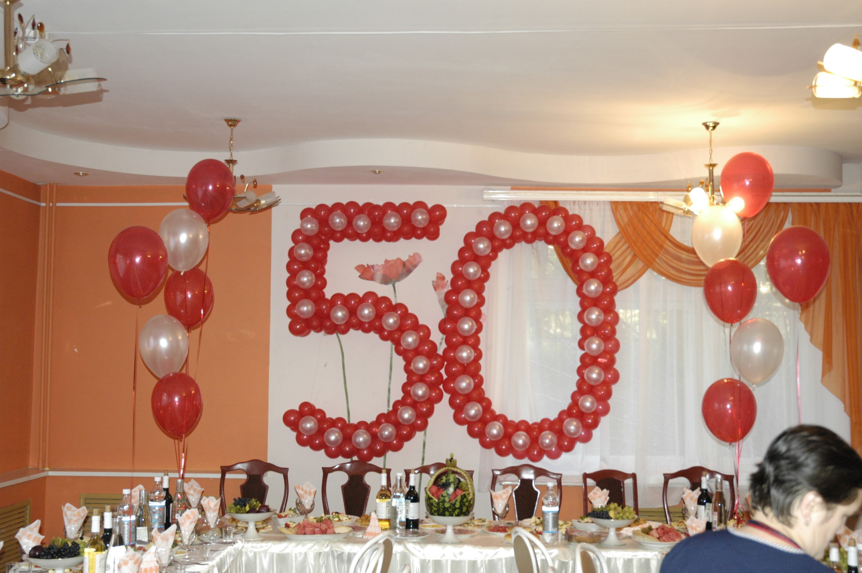 Украшение зала шарами на 60 лет