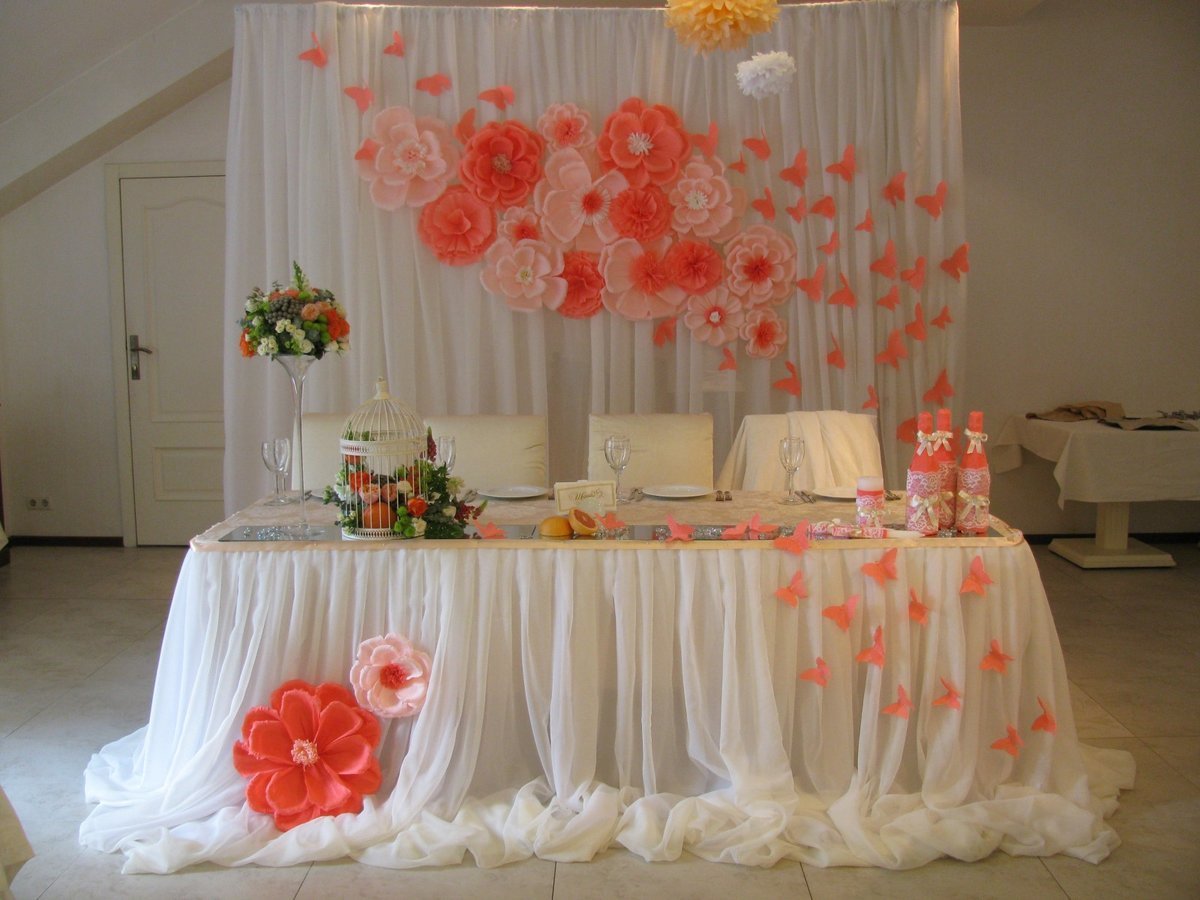 Как можно украсить зал на свадьбу своими руками недорого фото