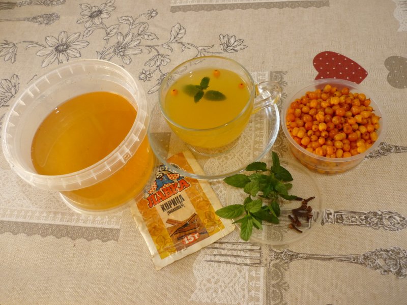Чай с облепихой и апельсином и медом
