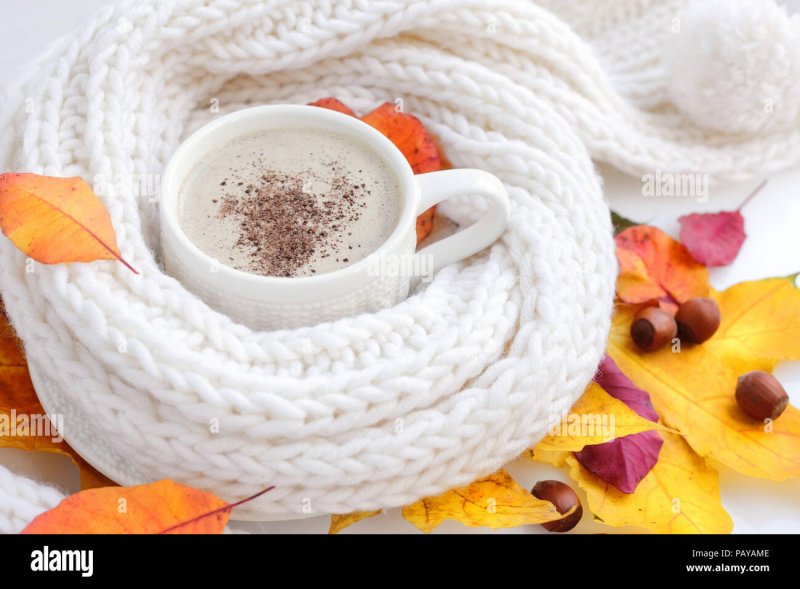 Чашка кофе в шарфе