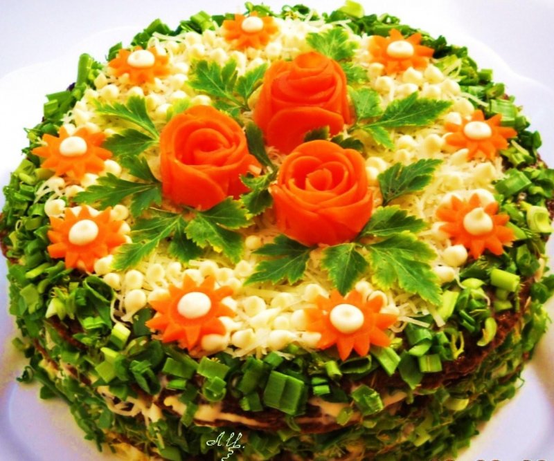 Украшение салатов на день рождения женщине красивые