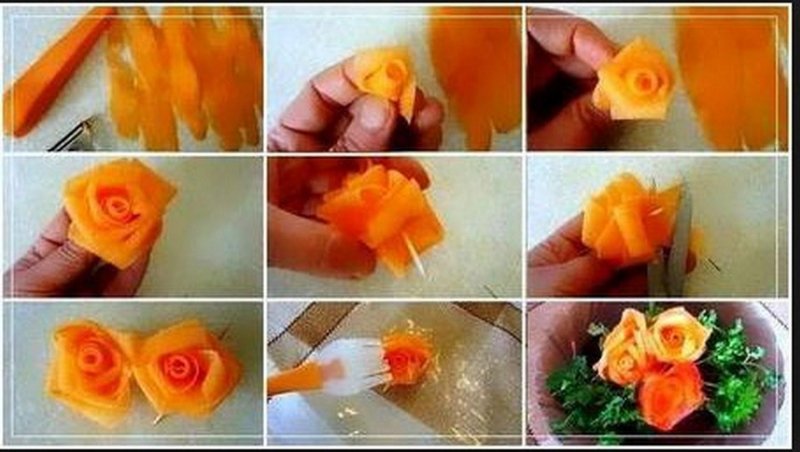Розы из моркови для украшения
