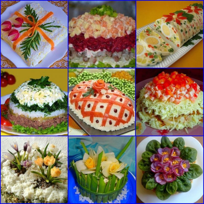 Много салатов праздничные