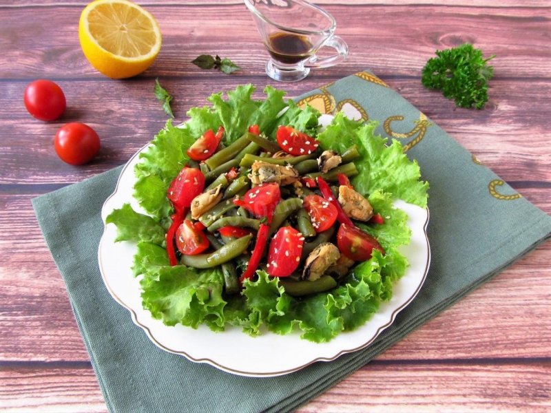 Льежский салат из зеленой фасоли