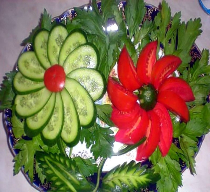 Украшение из овощей для салатов