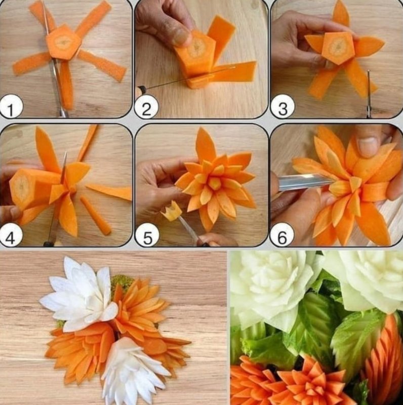 Цветы из морковки