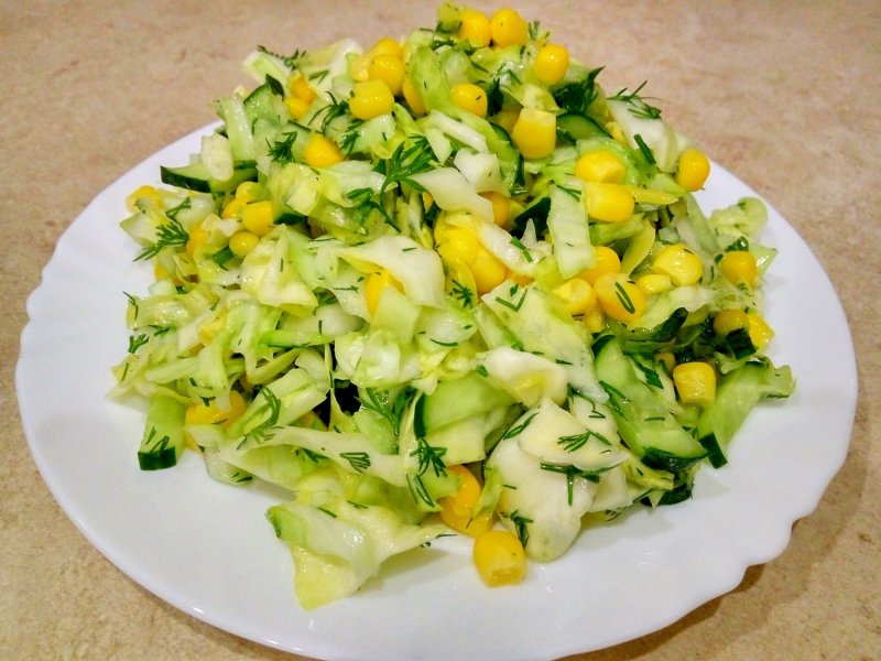 Салат капуста огурец кукуруза