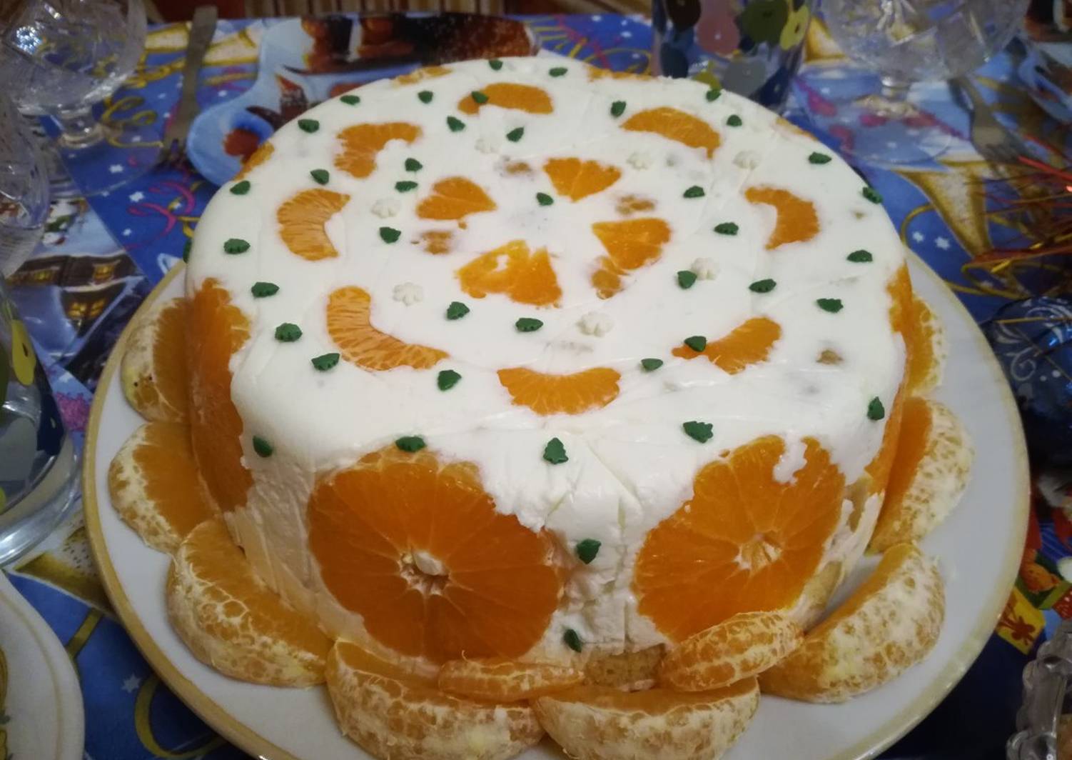 Торт без выпечки с апельсинами