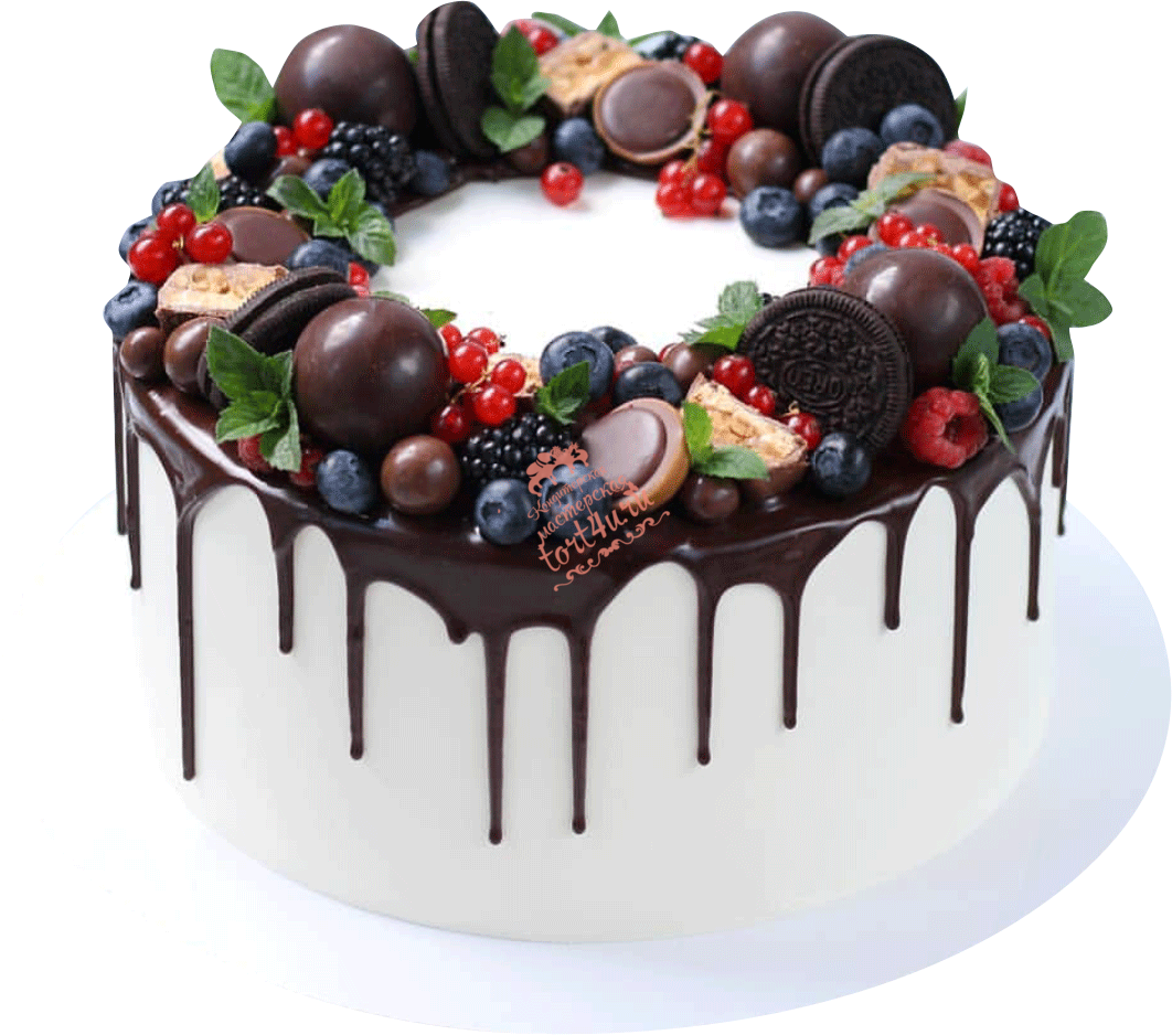 Фото торта с ягодами наверху и шоколадом