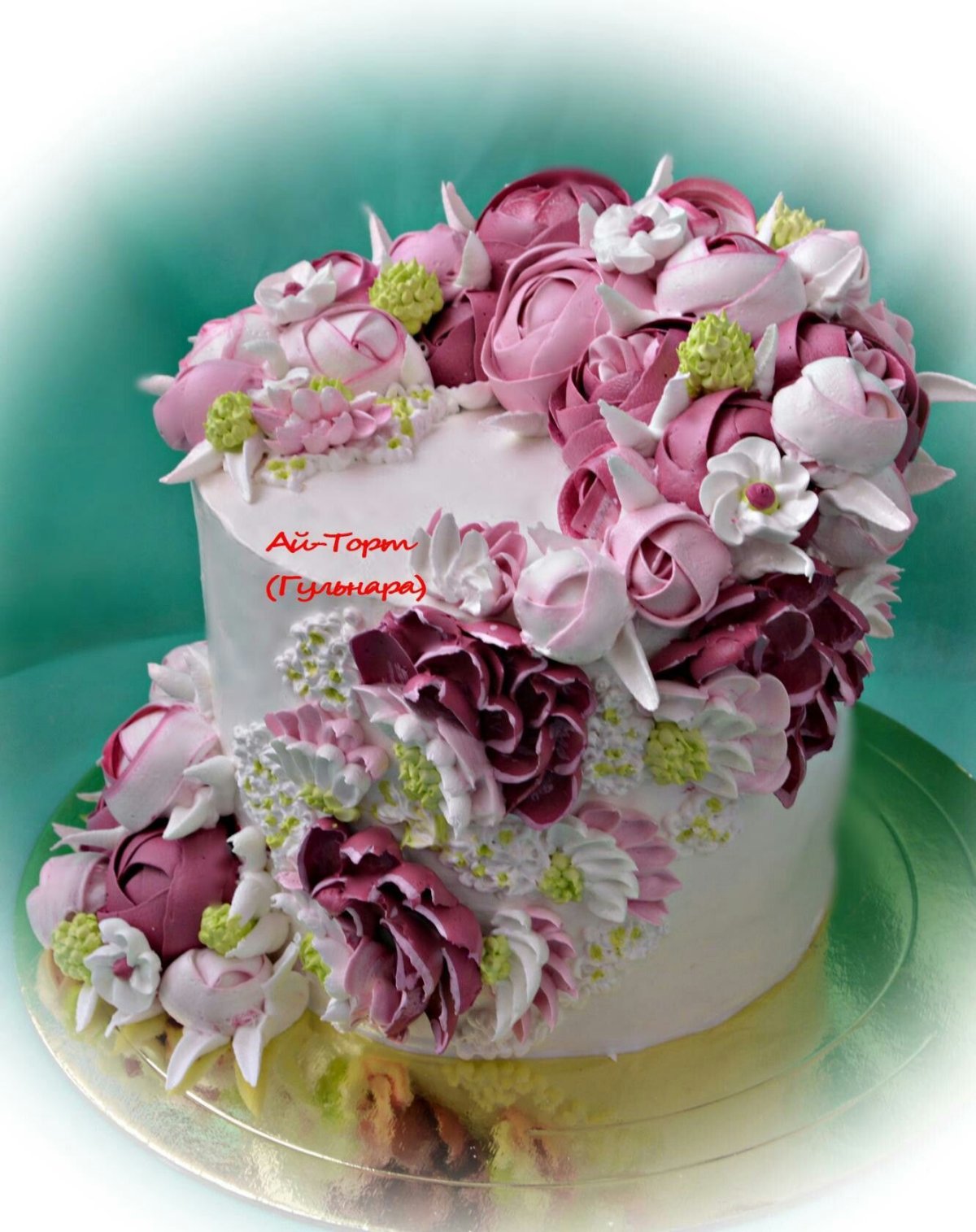 Торт на юбилей 50 лет женщине с цветами