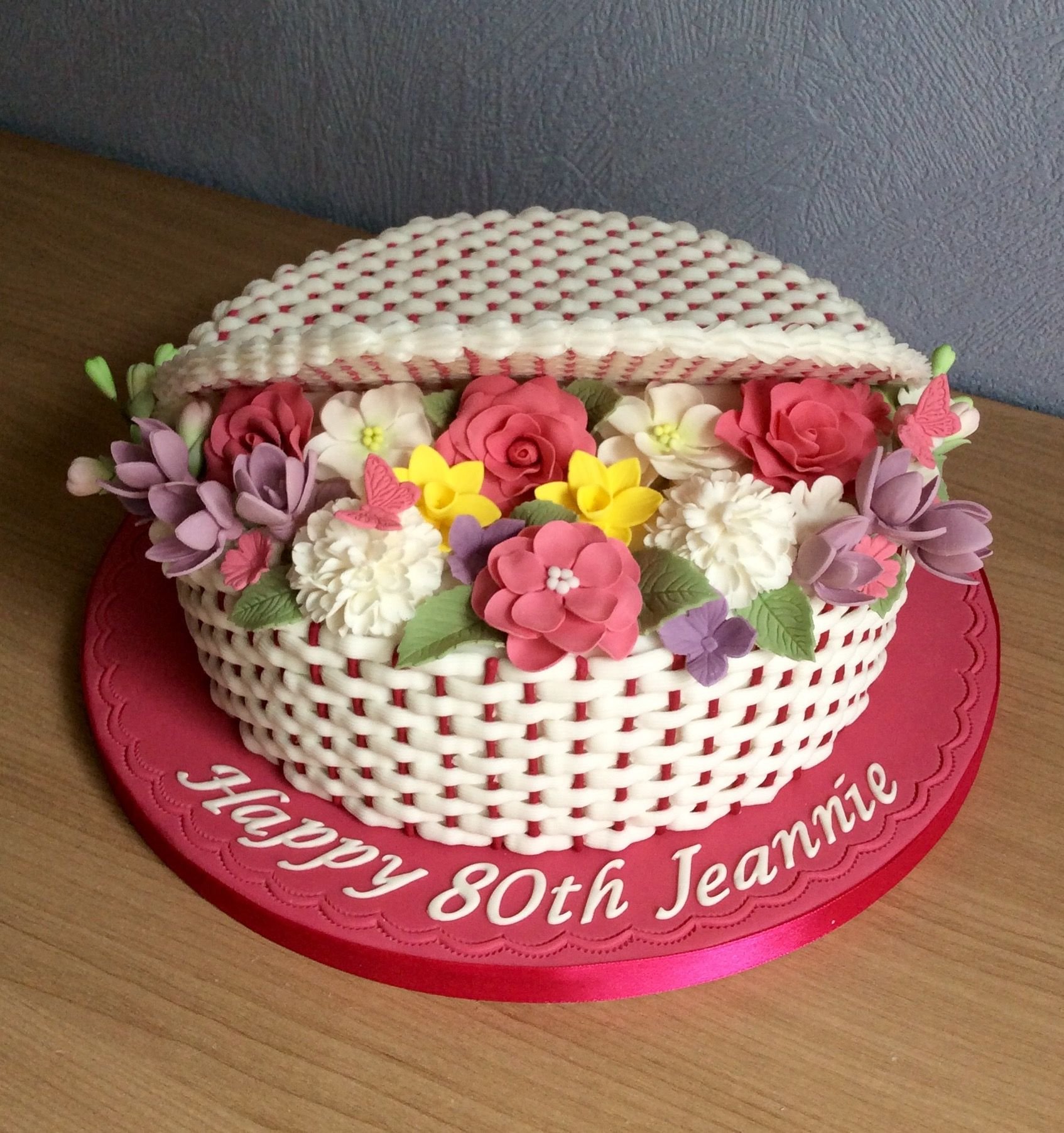 Украшение торта корзинки с цветами