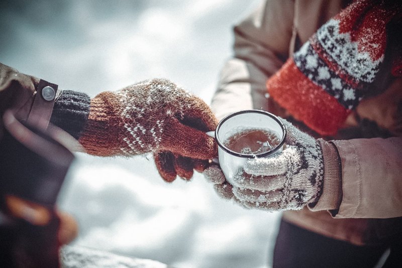 Зима чай на улице