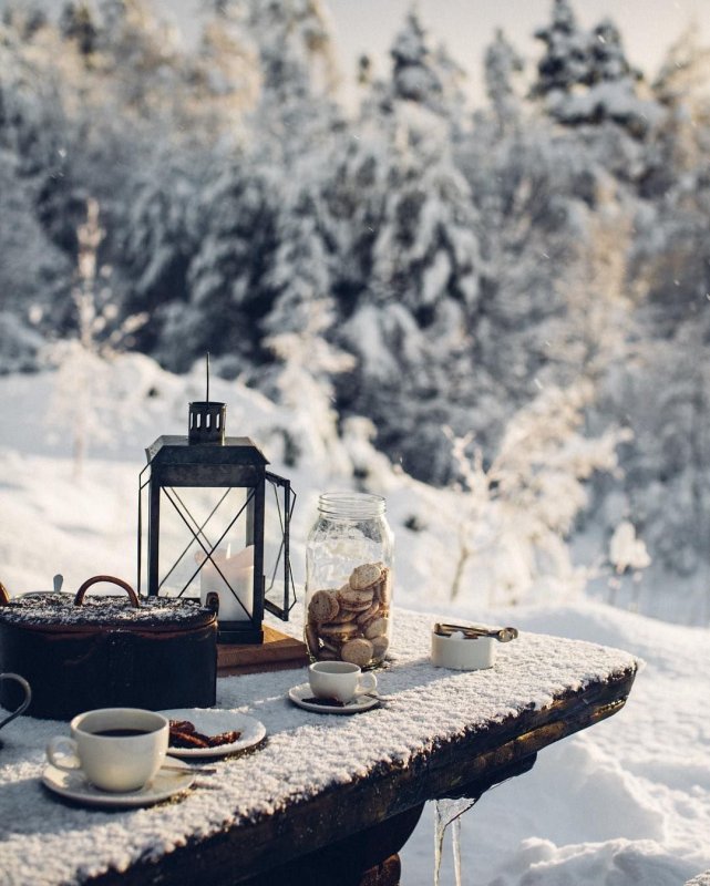 Чашка кофе зима