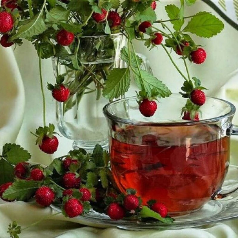 Чашка чая с ягодами