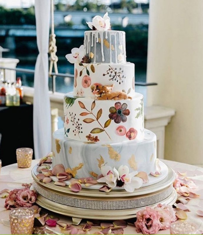 Модные свадебные торты (59 фото)
