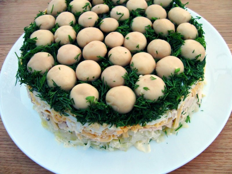 Закусочный торт грибная Полянка