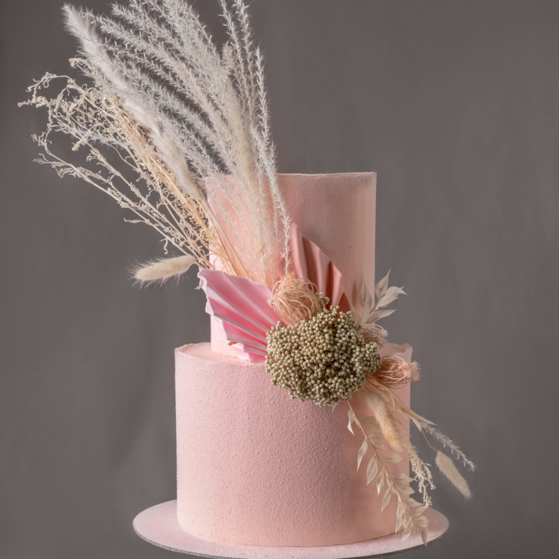 Свадебный торт с сухоцветами фото