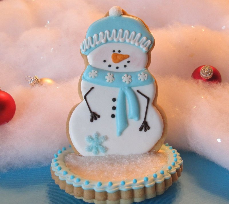 Новогоднее печенье «весёлые Снеговики»