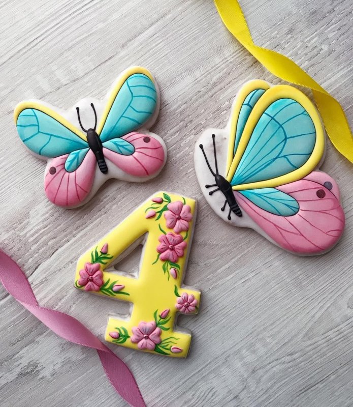 Печенье с глазурью айсинг бабочки