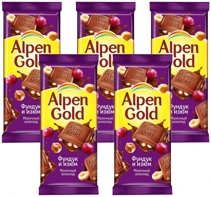 Шоколад Alpen Gold молочный с фундуком 85г/90г