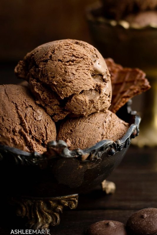 Мороженое с шоколадом сверху