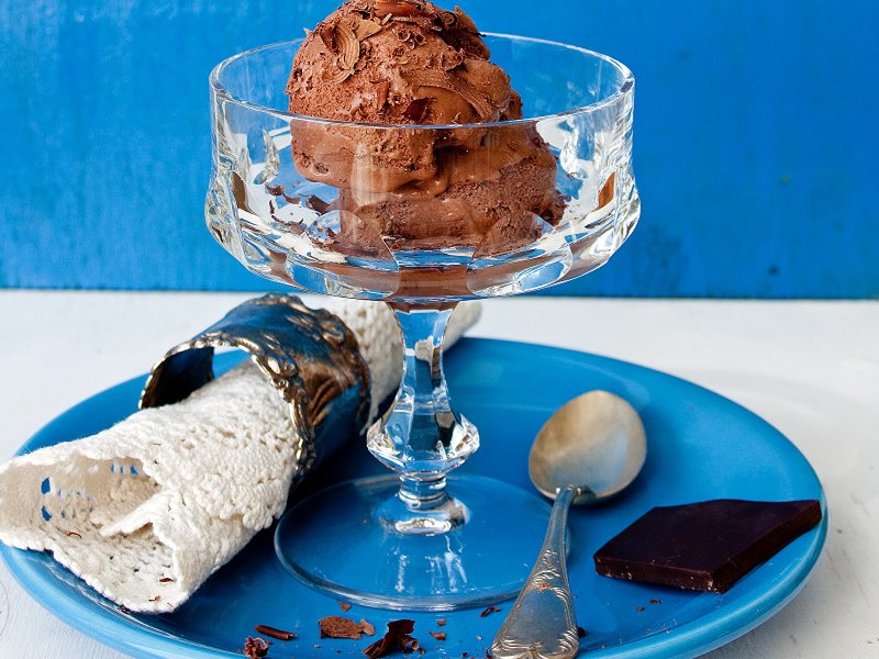 Шоколадное мороженое в рожке